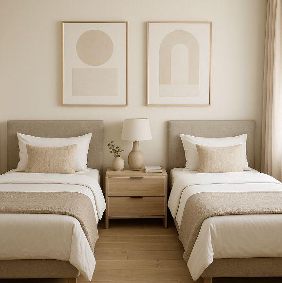 Shared bedroom with two furnished beds